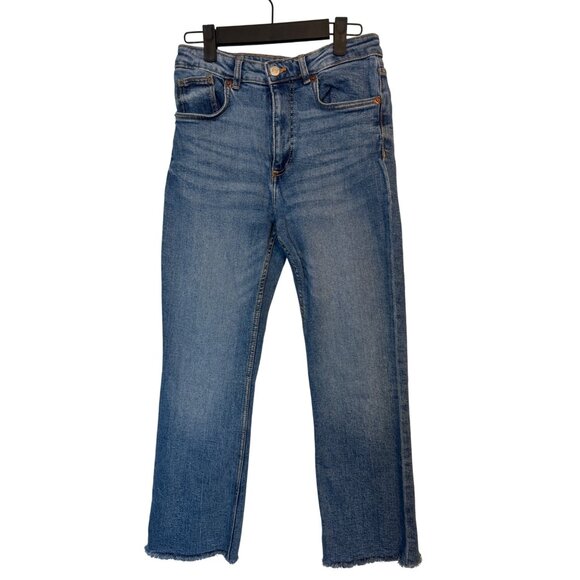 2/$30 ZARA M Vintage Style High-Waisted Frayed Hem Blue Jeans - Picture 1 of 13